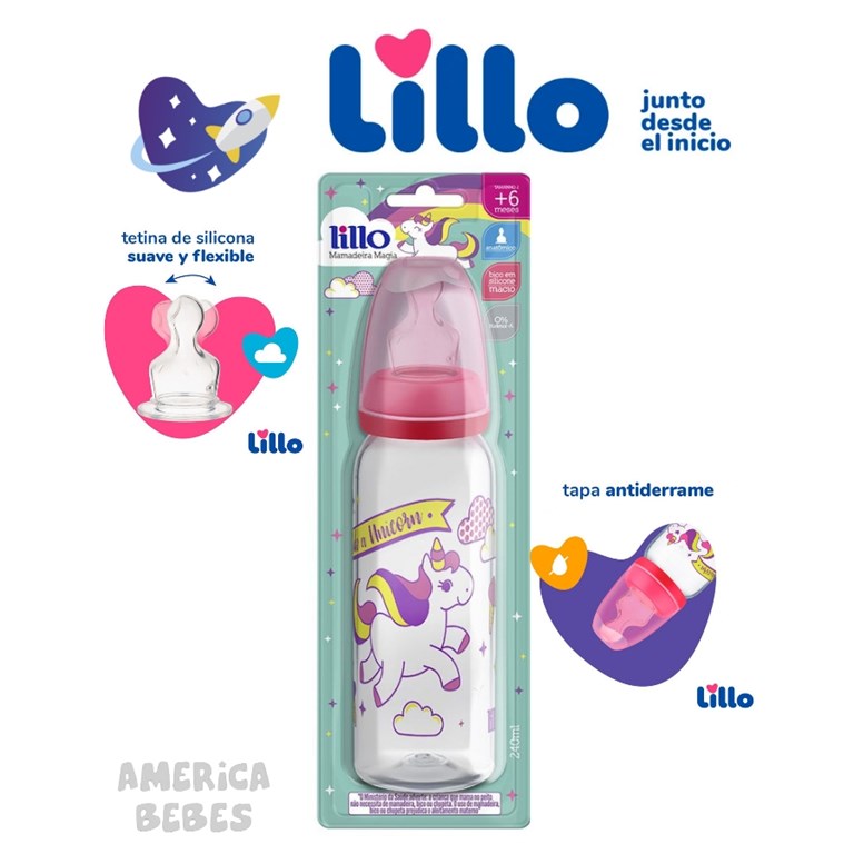 MAMADERA MAGIA 240 ML 6+ MESES ROSA LILLO