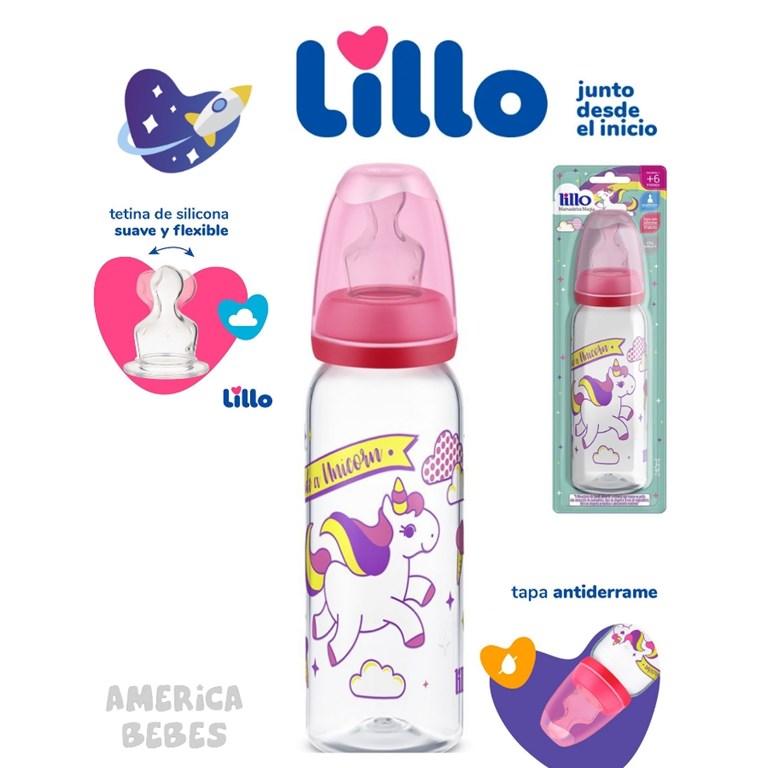 MAMADERA MAGIA 240 ML 6+ MESES ROSA LILLO