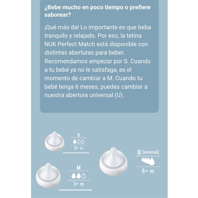 TETINA PERFECT MATCH, SILICONA 0+M. NUK