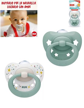 PROMO 35% OFF SET CHUPETES X2 CELESTE SILICONA SIGNATURE 0-6 NUK