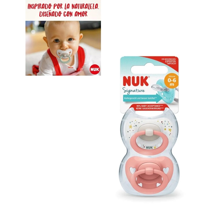 PROMO 35% OFF SET CHUPETES X2 ROSA SILICONA SIGNATURE 0-6 NUK