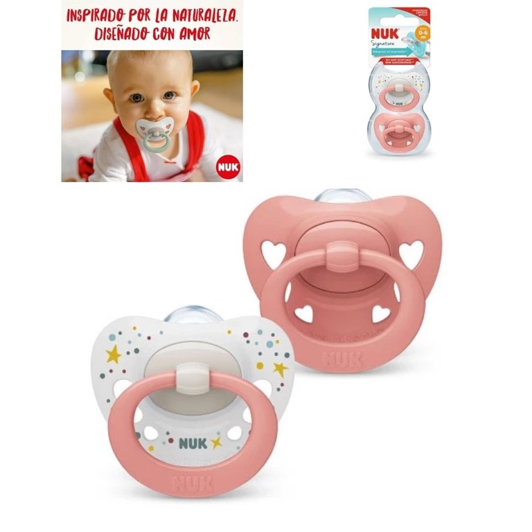 PROMO 35% OFF SET CHUPETES X2 ROSA SILICONA SIGNATURE 0-6 NUK