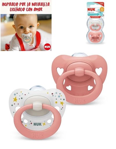 SET CHUPETES X2 ROSA SILICONA SIGNATURE 0-6 NUK