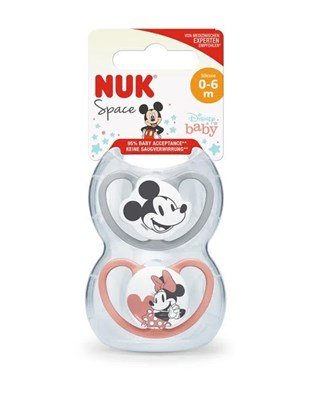 PROMO 45% OFF SET DE 2 CHUPETES LINEA SPACE T1 MICKEY MOUSE ROJO Y GRIS DISNEY