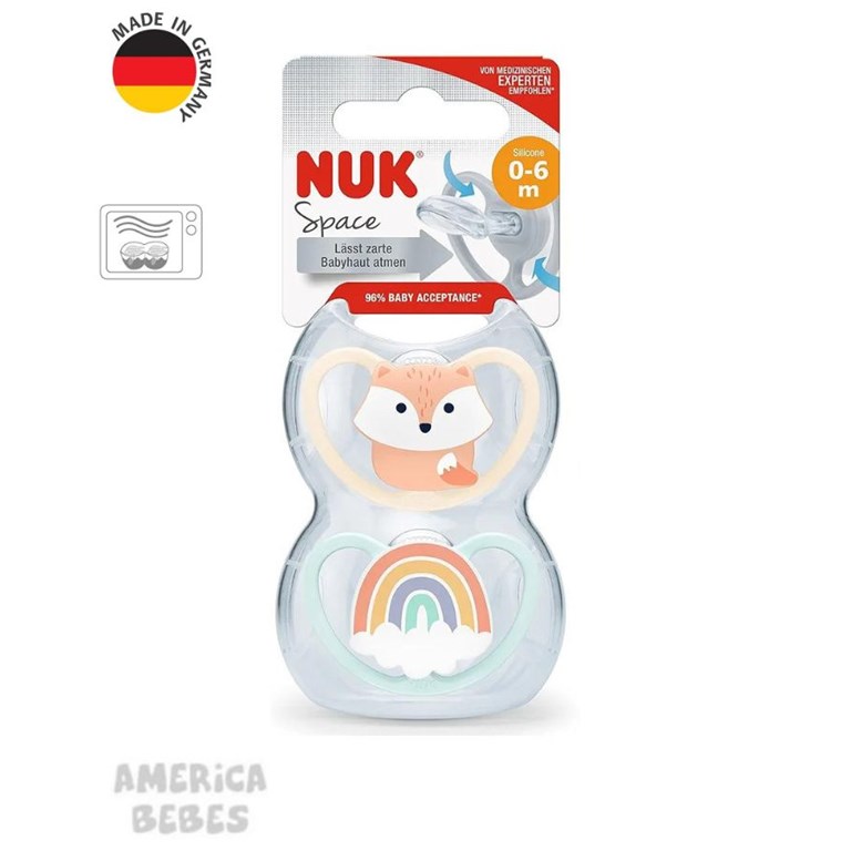 Set de 2 Chup. Space 0-6 meses Zorro/Arco Iris Nuk