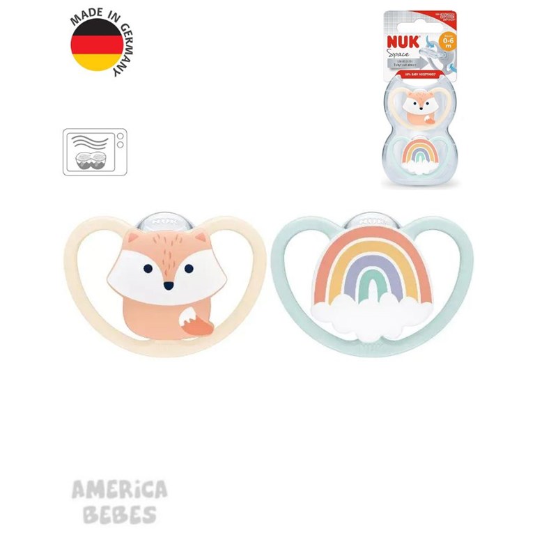 Set de 2 Chup. Space 0-6 meses Zorro/Arco Iris Nuk