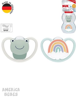 Set x 2 Chupete Space 0-6 meses Rana/Arco Iris  Nuk
