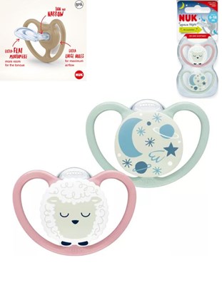 SET X 2 CHUPETE MODELO SAPACE LUMI T1 6/18 M  NUK