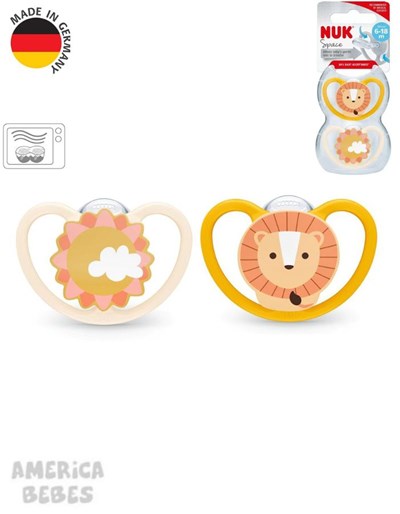 PROMO 25% OFF Set x 2 Chupetes. Space 6-18 meses León/Sol Nuk 