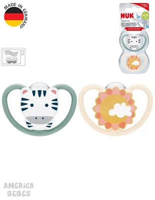 Set x2 Chupetes. Space 18-36 meses Cebra/Sol Nuk