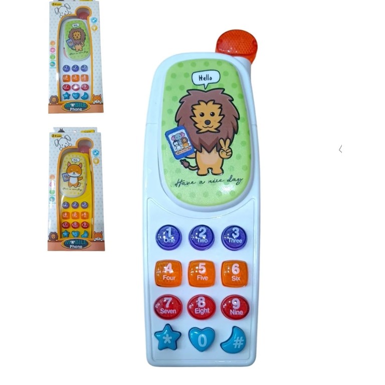 B144 CELULAR INFANTIL ANIMALITOS CON LUZ Y SONIDO EN CAJA