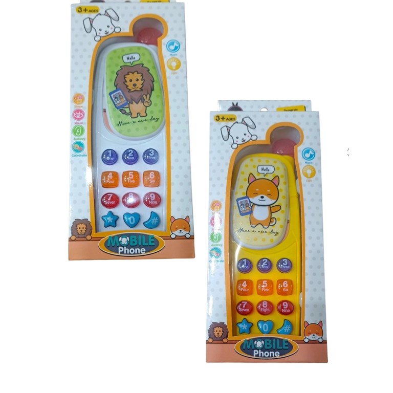 B144 CELULAR INFANTIL  ANIMALITOS CON LUZ Y SONIDO EN CAJA