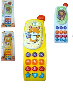 B144 CELULAR INFANTIL ANIMALITOS CON LUZ Y SONIDO EN CAJA