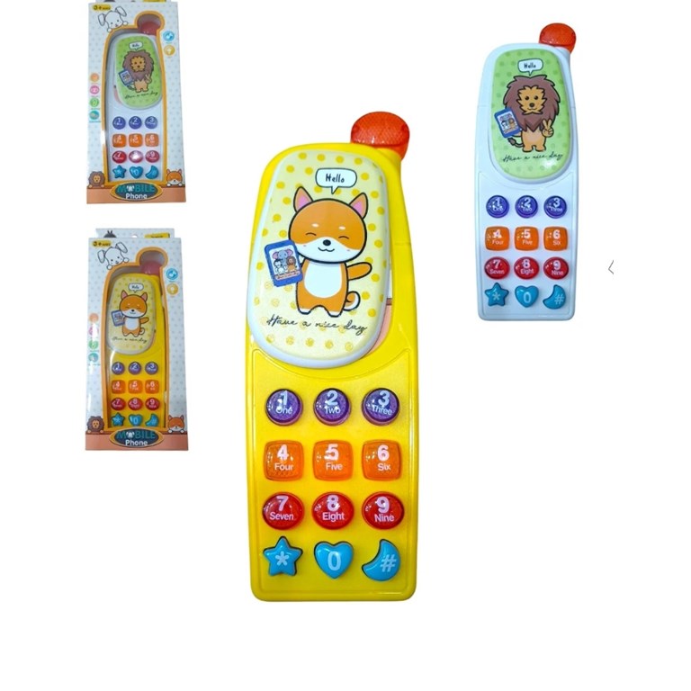 B144 CELULAR INFANTIL ANIMALITOS CON LUZ Y SONIDO EN CAJA