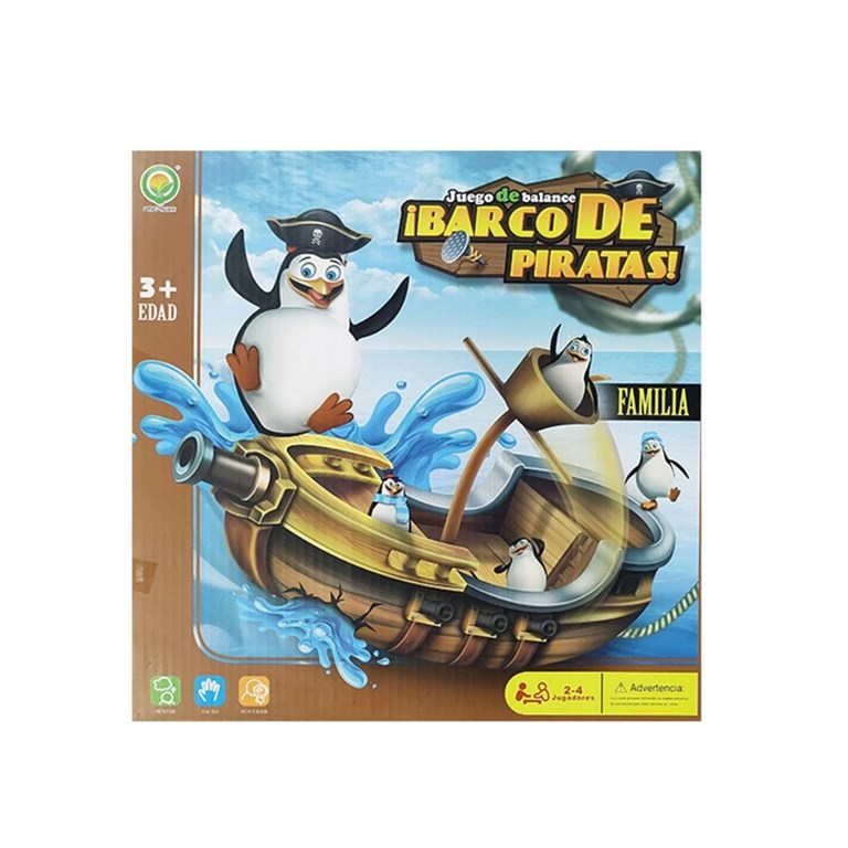 QY0002A JUEGO DE MESA BARCO PIRATA CON PINGUINO EN CAJA