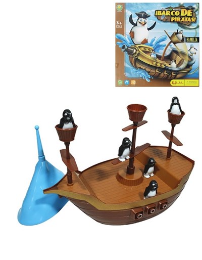 QY0002A JUEGO DE MESA BARCO PIRATA CON PINGUINO EN CAJA
