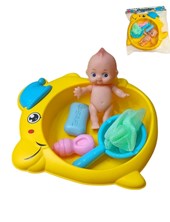 KS-33 SET DE BAÑO FORMA PEZ CON BEBOTE Y ACCESORIOS EN BOLSA PVC