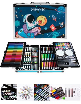 453-25 VALIJA DE ARTE X 145 PCS DISEÑO ASTRONAUTA UNIVERSO