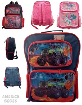 MOCHILA ESPALDA ESOLAR ESTAMPADA. ESTAMPAS DE VARON Y NENA