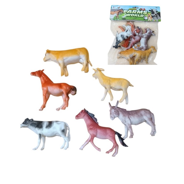 666b-2 ANIMALES DE GRANJA X 6 PZS EN BOLSA PVC