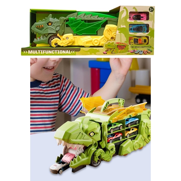 866-304 PISTA LANZADORA FORMA DINOSAURIO CON 6 AUTOS EN CAJA