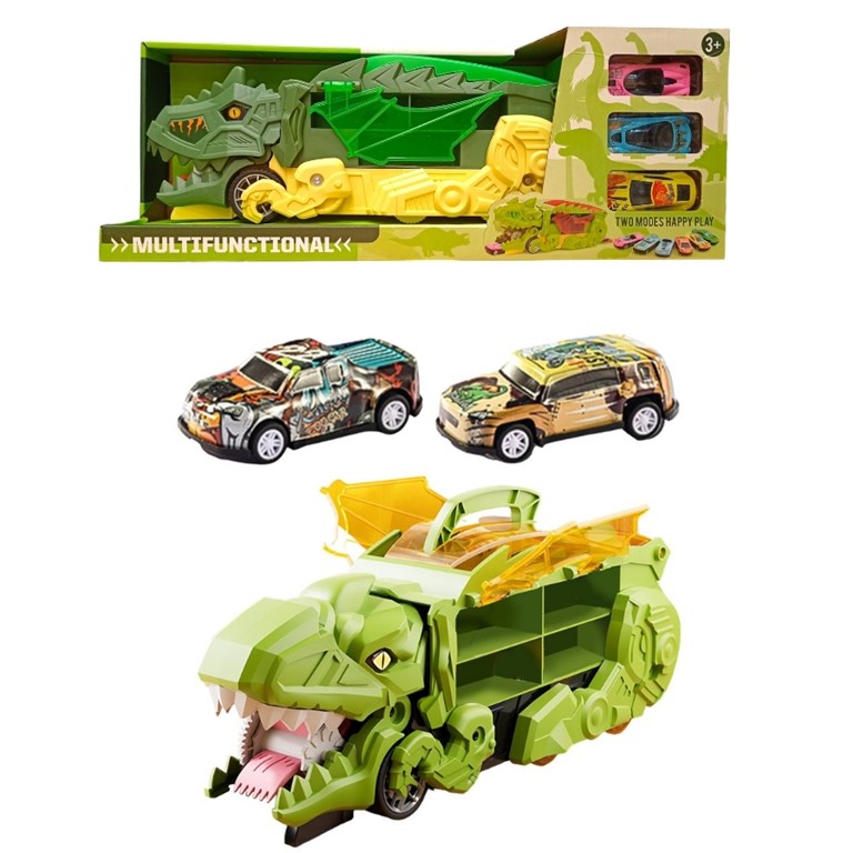 866-304 PISTA LANZADORA FORMA DINOSAURIO CON 6 AUTOS EN CAJA
