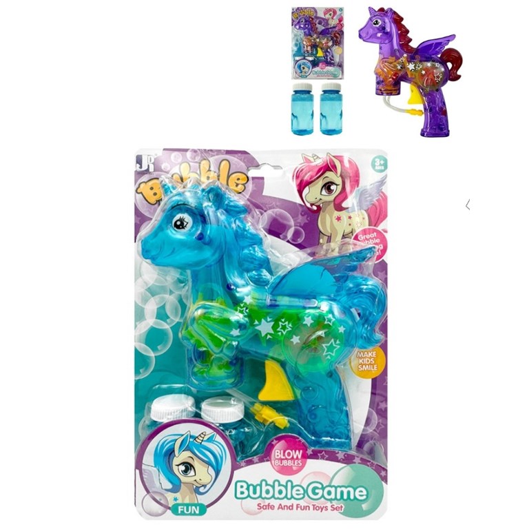 P8828 BURBUJERO TRANSPARENTE CON LUZ FORMA UNICORNIO EN BLISTER