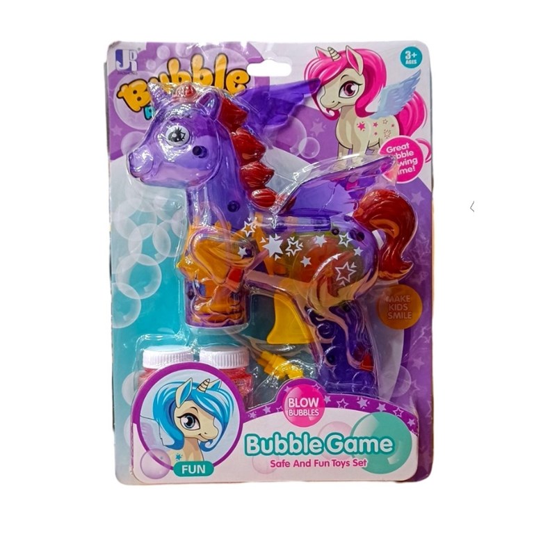 P8828 BURBUJERO TRANSPARENTE CON LUZ FORMA UNICORNIO EN BLISTER
