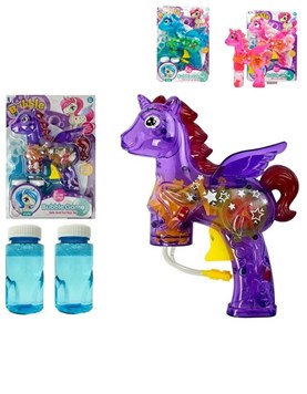 P8828 BURBUJERO TRANSPARENTE CON LUZ FORMA UNICORNIO EN BLISTER