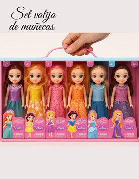 MU-01 958B VALIJA CON PACK X 6 UNIDADES DE MUÑECAS (CAJA INDIVIDUAL DE VENTA DE 1). PRINCESA