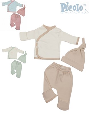 CONJUNTO 3 PZS BATITA MANGA LARGA, PANTALÓN CON GUANTE, GORRITO. PICOLO