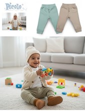 Pantalon con puño y cintura de interlock para bebe.Piccolo
