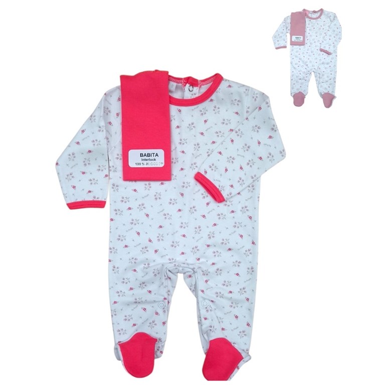 ENETRITO CON PIE DE INTERLOCK ESTAMPADO PARA BEBA. PICOLO