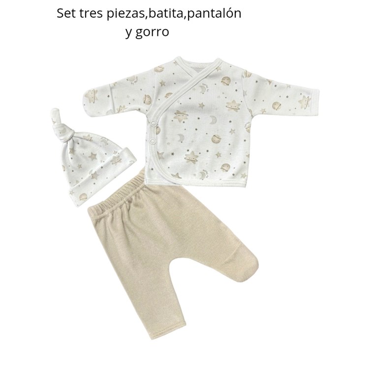 SER DE 3 PIEZAS PARA PREMATURO INCLUYE BATITA Y PANTALON CON GUANTE Y GORRO PICCOLO