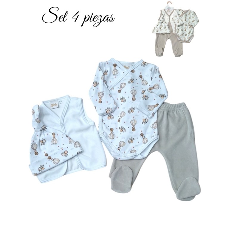 Set 4u body abto, gorrito, pant c/ pie, chaleco.  Picolo