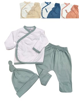 Set de 3 piezas conjunro batita y pantalon con guante y gorro piccolo