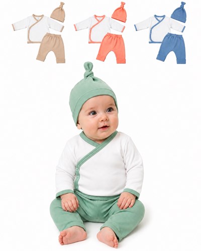Set de 3 piezas conjunro batita y pantalon con guante y gorro piccolo