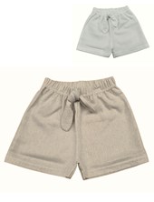 Short de lino con moños liso para beba.Piccolo