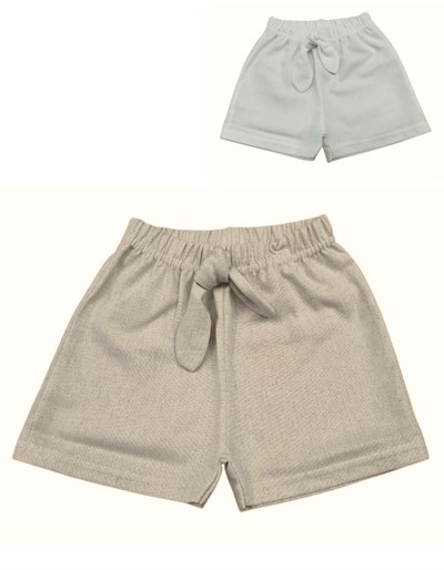 Short de lino con moños liso para beba.Piccolo