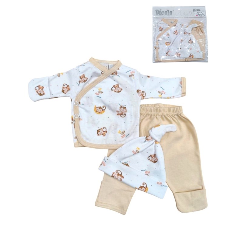 Conjunto de 3 piezas para bebes con batita ,pantalon con guante y gorro piccolo