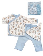 Conjunto de 3 piezas para bebes con batita pantalon, guantes y gorro estampado leones y patos piccolo