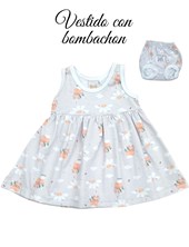 Vestido estampado margaritas con bombacha cubre pañal.Piccolo