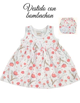 Vestido estampado tulipanes con bombacha cubrepañal.Piccolo
