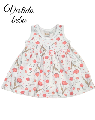 Vestido sin mangas estampa tulipanes.Piccolo
