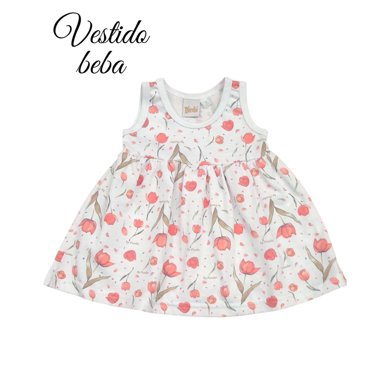 Vestido sin mangas estampa tulipanes.Piccolo