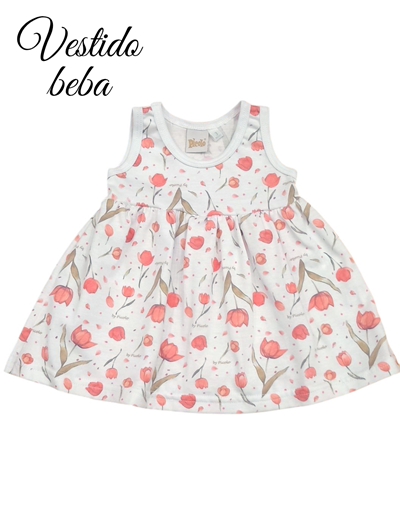 Vestido sin mangas estampa tulipanes.Piccolo