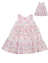 Vestido sin mangas con doble volado estampa flores.Piccolo