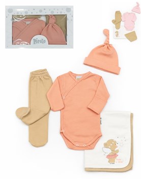 Ajuar 5u Body abto c/ gte - pantalon - gorro - mantilla doble - babita. Picolo