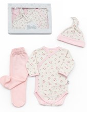 Ajuar 5u Body abto c/ gte - pantalon - gorro - mantilla doble - babita. Picolo