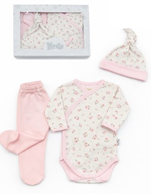 Ajuar 5u Body abto c/ gte - pantalon - gorro - mantilla doble - babita. Picolo